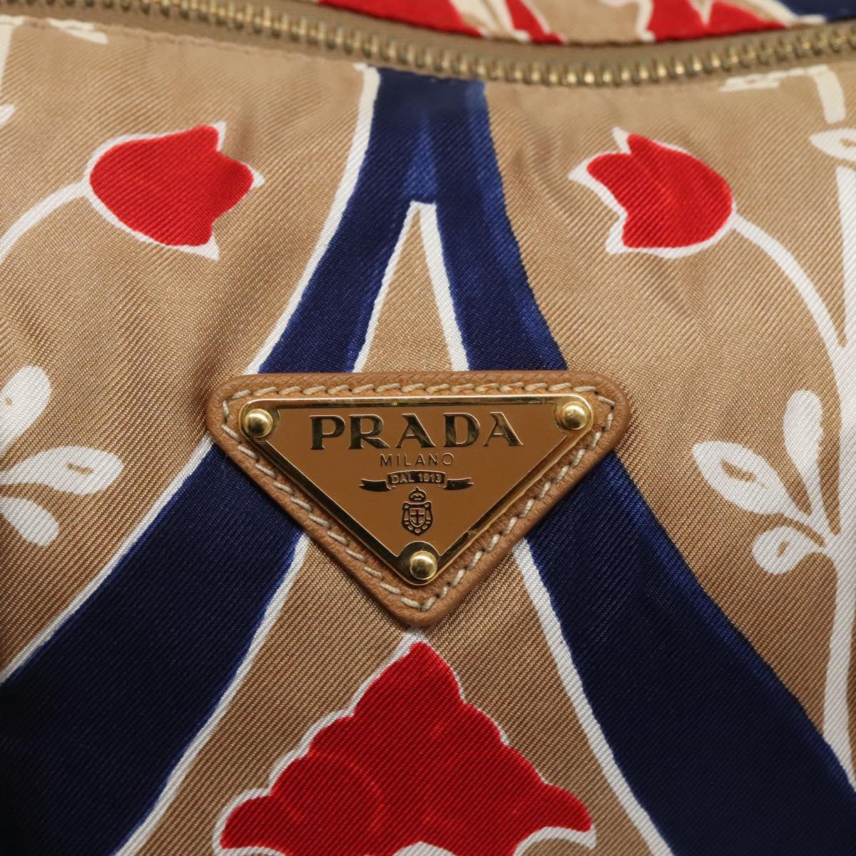 PRADA Shoulder Bag Silk Beige Gold Auth 114898V