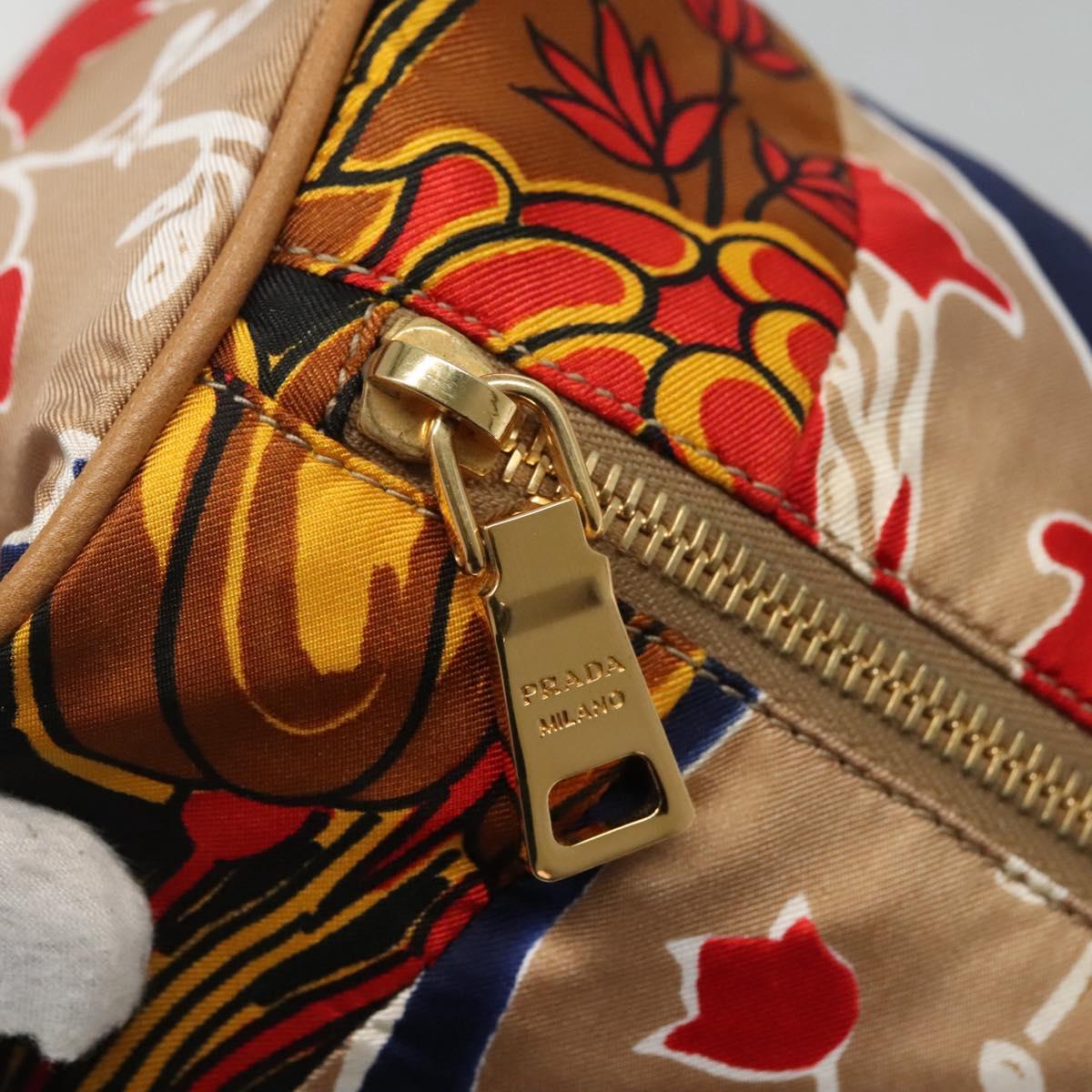 PRADA Shoulder Bag Silk Beige Gold Auth 114898V