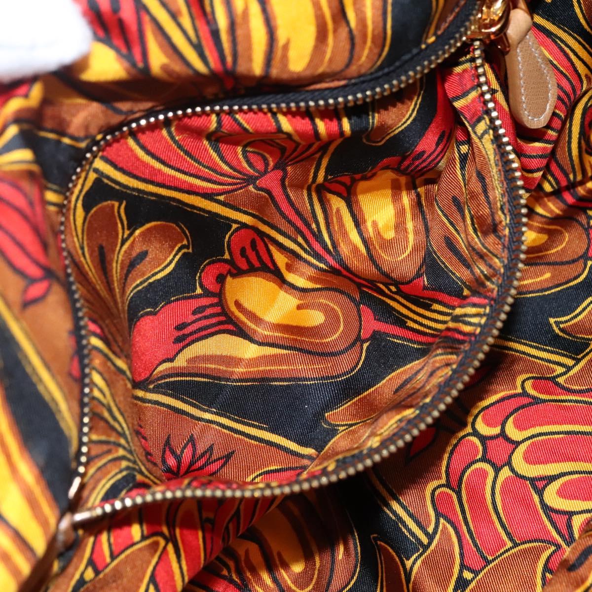 PRADA Shoulder Bag Silk Beige Gold Auth 114898V