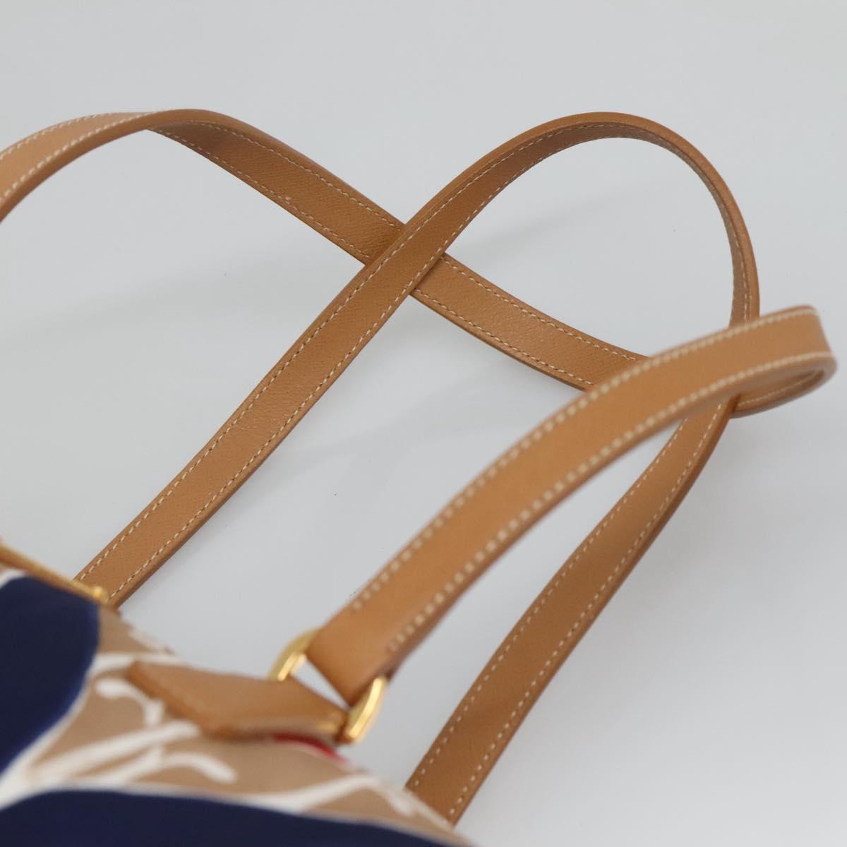 PRADA Shoulder Bag Silk Beige Gold Auth 114898V