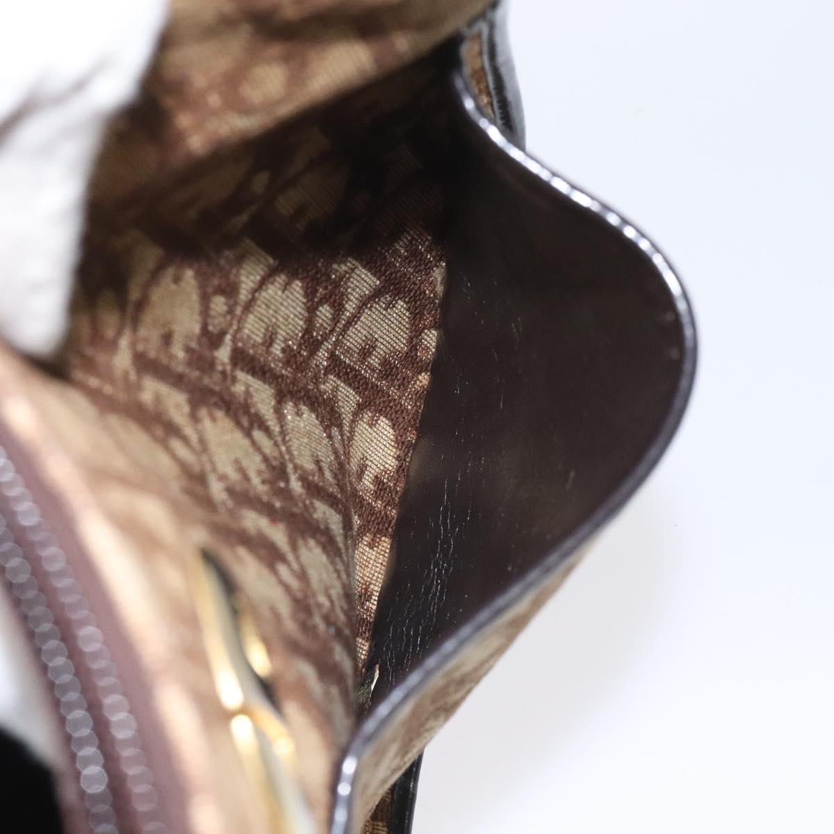 Christian Dior Trotter Canvas Shoulder Bag Brown Gold Auth 114913