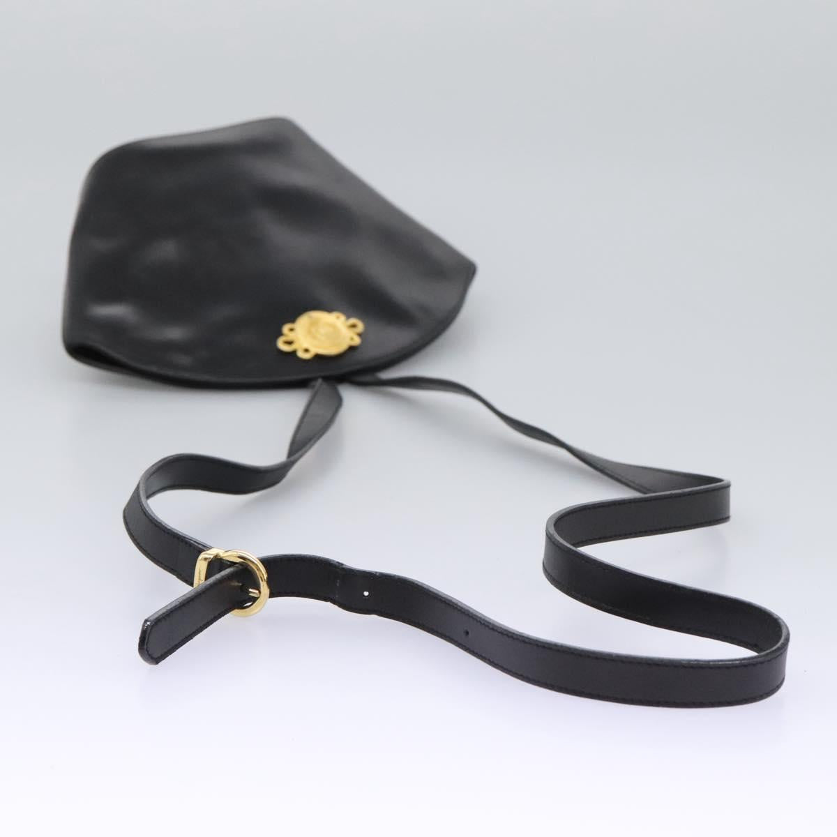 Salvatore Ferragamo Shoulder Bag Leather Black Gold Auth 114930