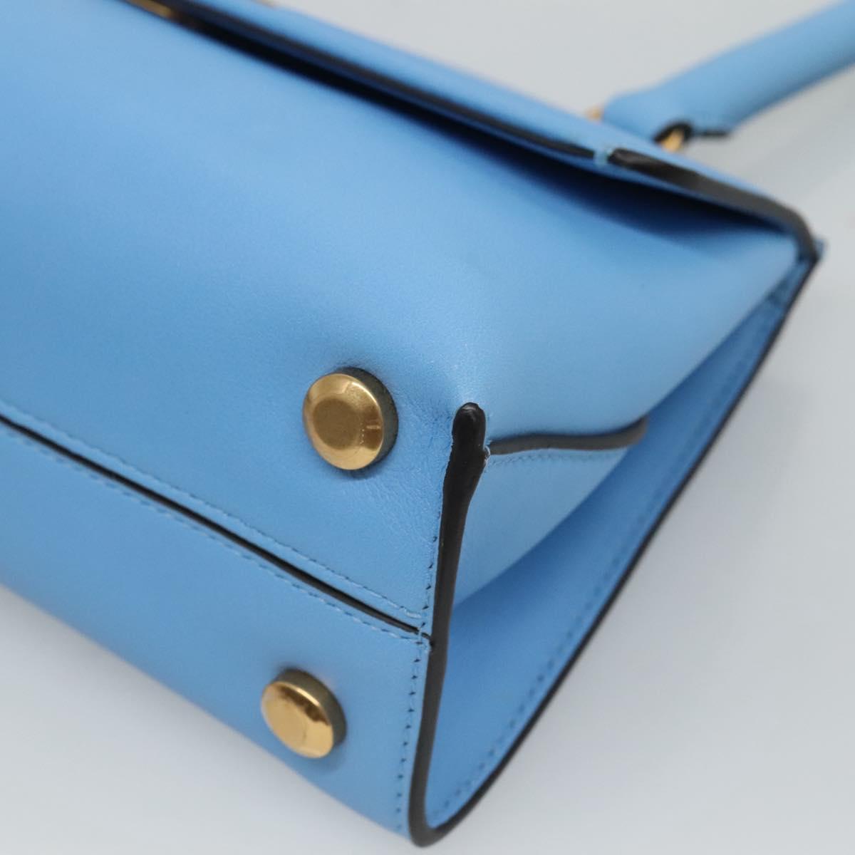 Salvatore Ferragamo Gancini Shoulder Bag Leather Blue Gold Auth 114931V