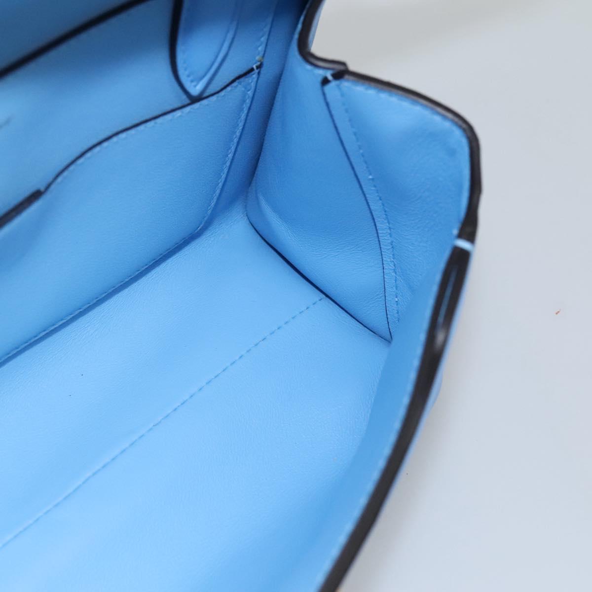 Salvatore Ferragamo Gancini Shoulder Bag Leather Blue Gold Auth 114931V