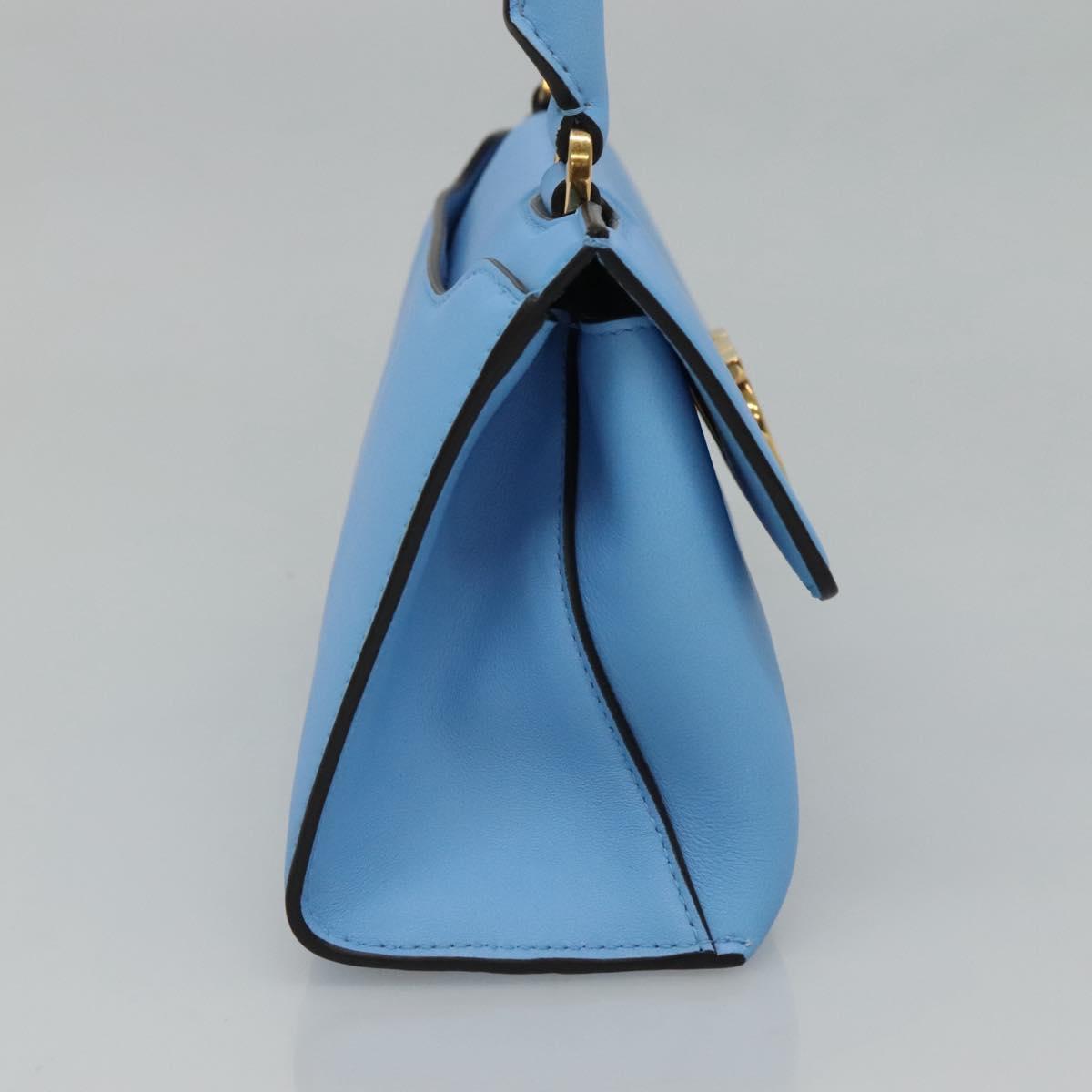 Salvatore Ferragamo Gancini Shoulder Bag Leather Blue Gold Auth 114931V