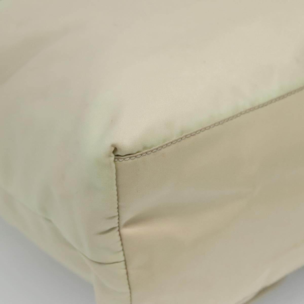 PRADA Tote Bag Nylon Ivory Silver Auth 114933