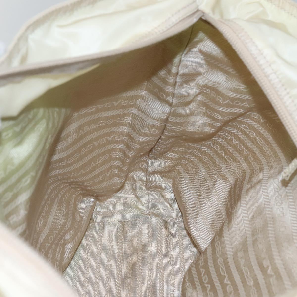 PRADA Tote Bag Nylon Ivory Silver Auth 114933