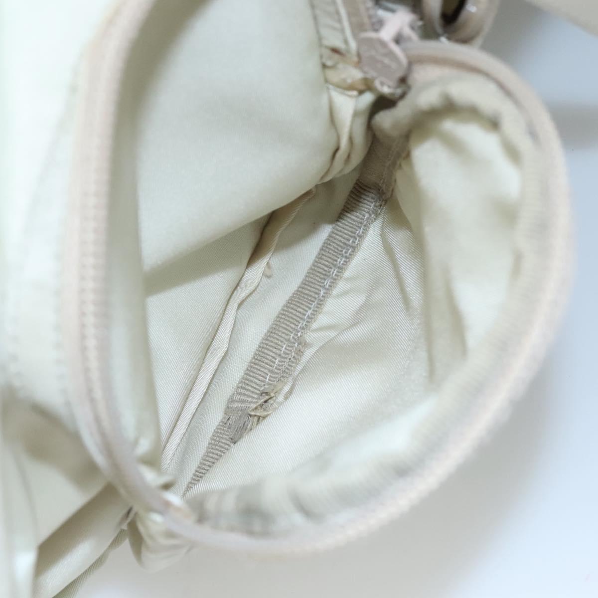 PRADA Tote Bag Nylon Ivory Silver Auth 114933