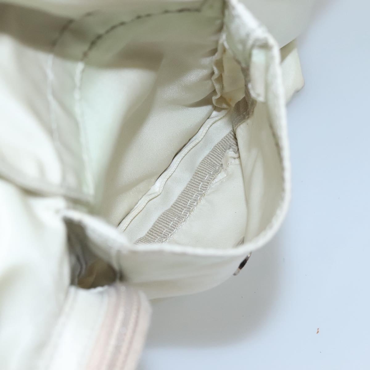 PRADA Tote Bag Nylon Ivory Silver Auth 114933