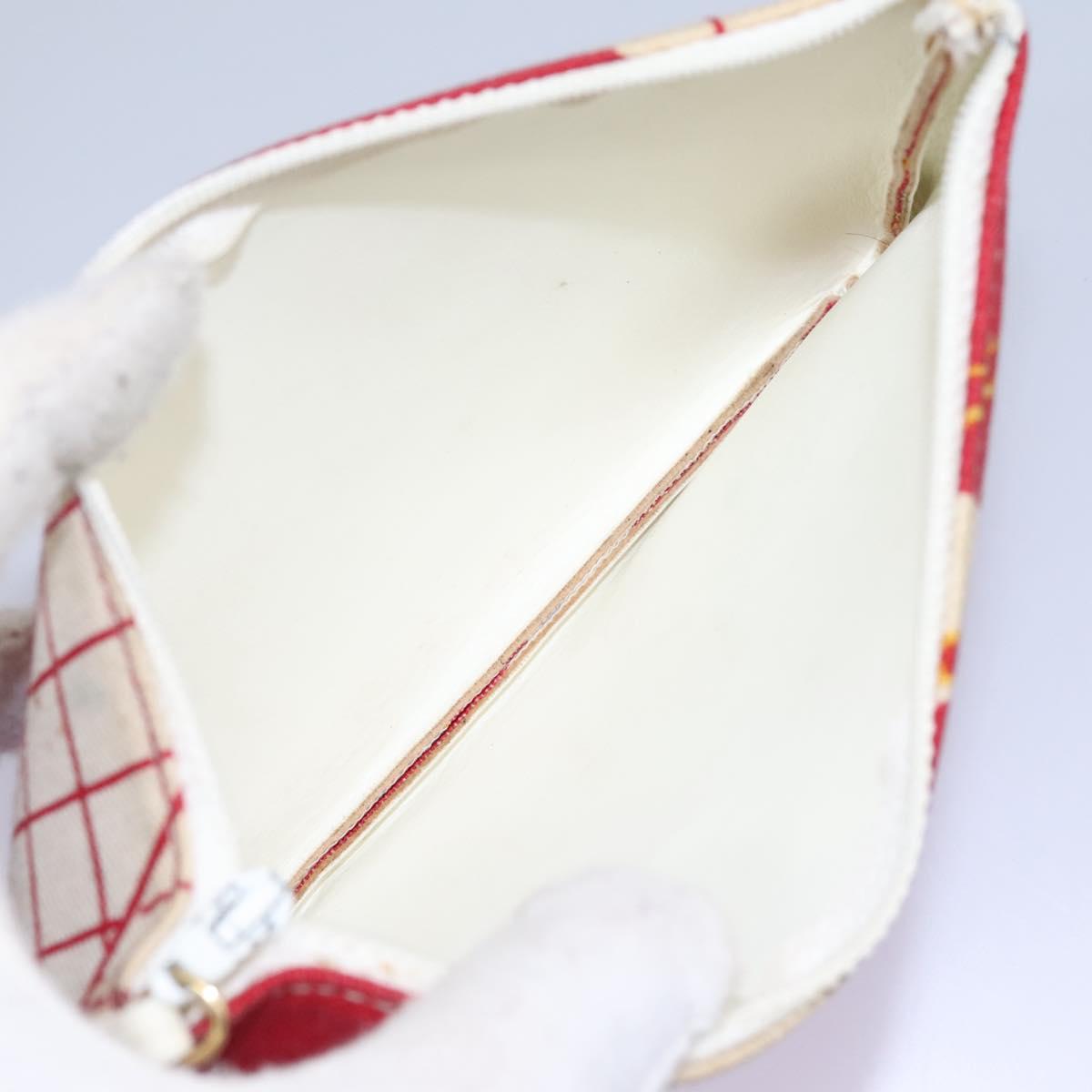 CHANEL Chain Shoulder Bag Canvas Red Gold CC Auth 114940