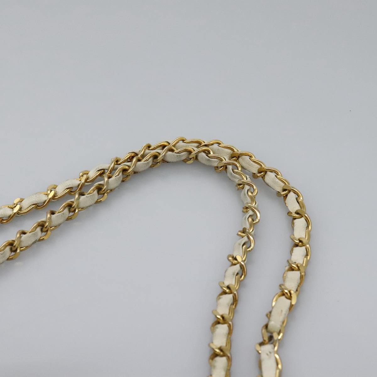 CHANEL Chain Shoulder Bag Canvas Red Gold CC Auth 114940