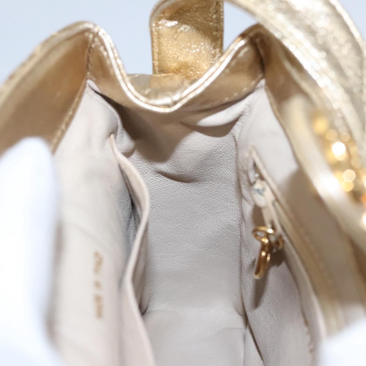 CHANEL Matelasse Shoulder Bag Lamb Skin Gold CC Auth 114942A