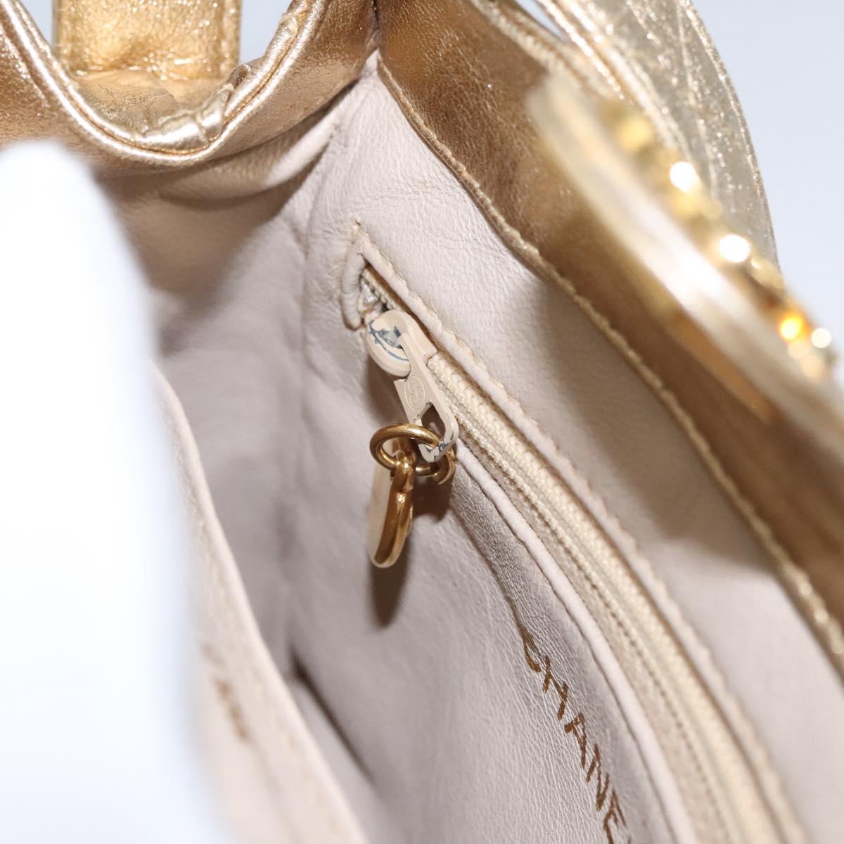 CHANEL Matelasse Shoulder Bag Lamb Skin Gold CC Auth 114942A