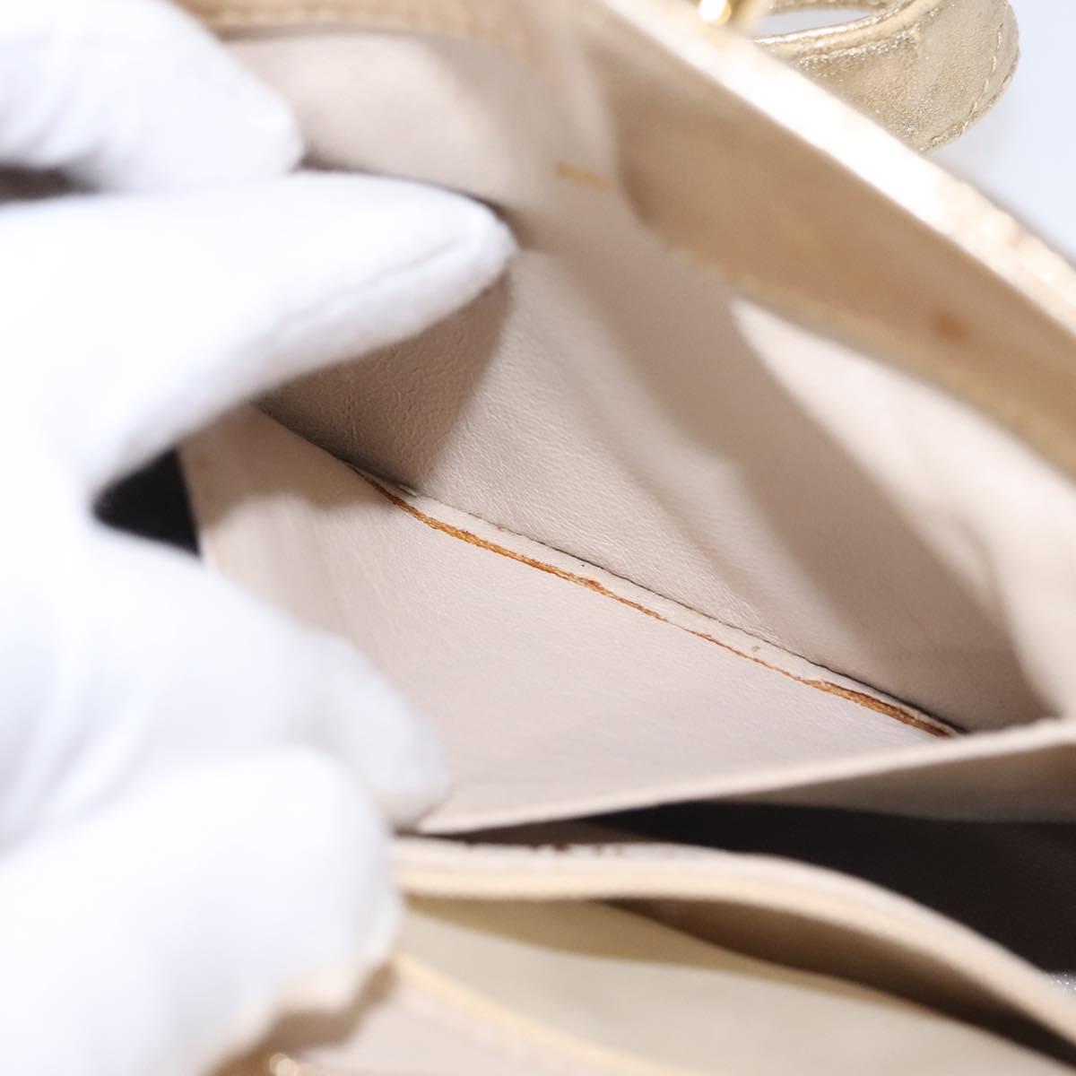 CHANEL Matelasse Shoulder Bag Lamb Skin Gold CC Auth 114942A