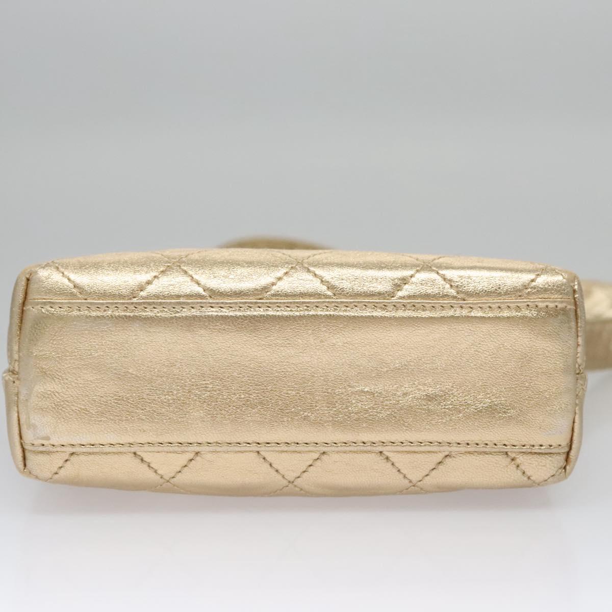 CHANEL Matelasse Shoulder Bag Lamb Skin Gold CC Auth 114942A