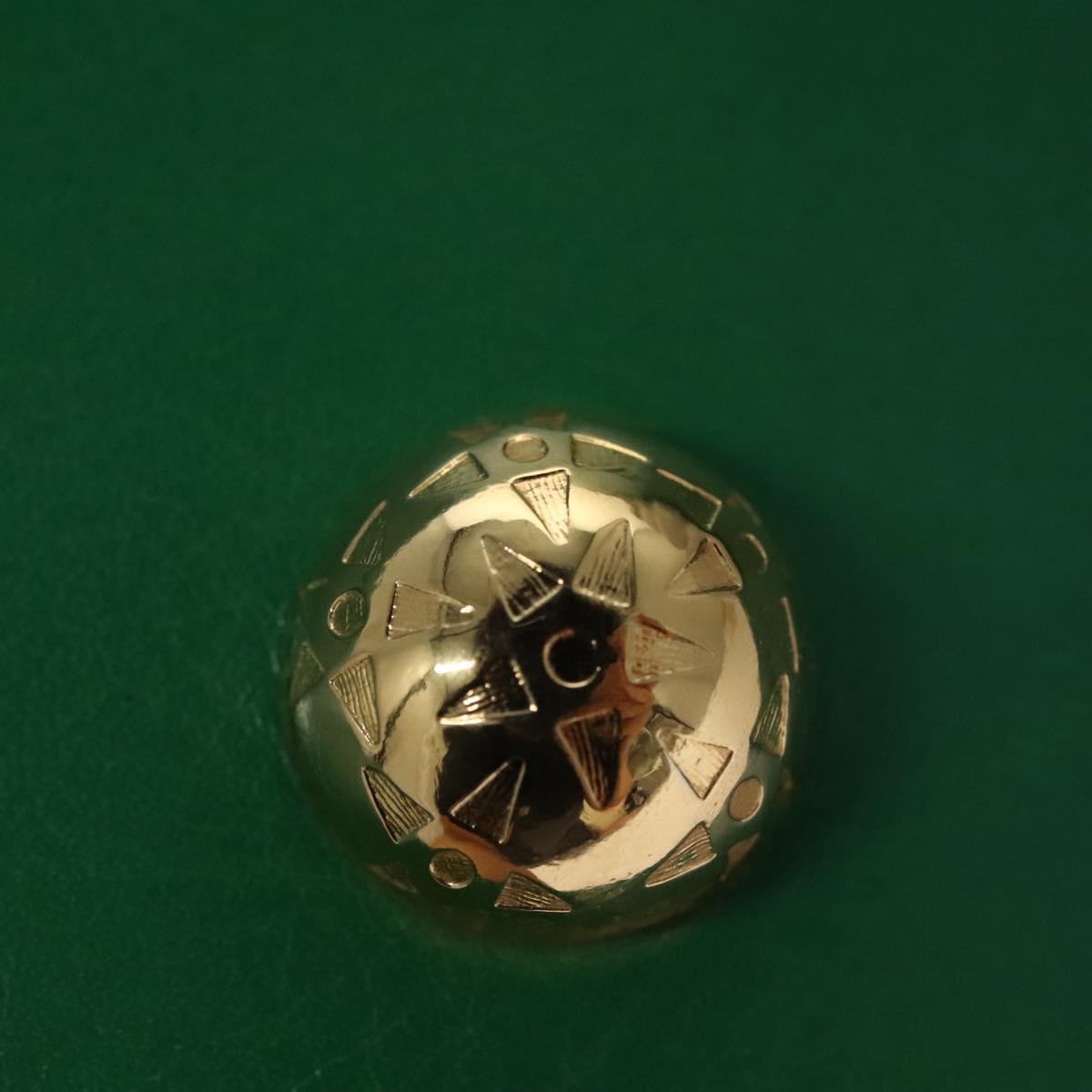 CELINE Shoulder Bag Leather Green Gold Auth 114967V