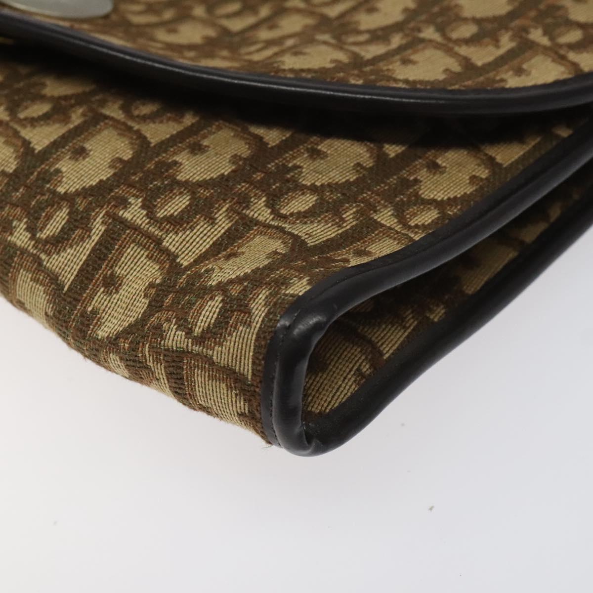 Christian Dior Trotter Canvas Shoulder Bag Brown Auth 114998