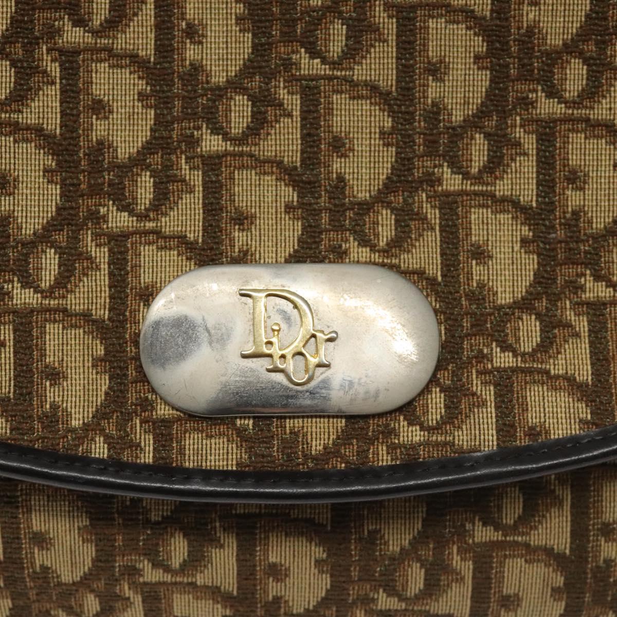Christian Dior Trotter Canvas Shoulder Bag Brown Auth 114998