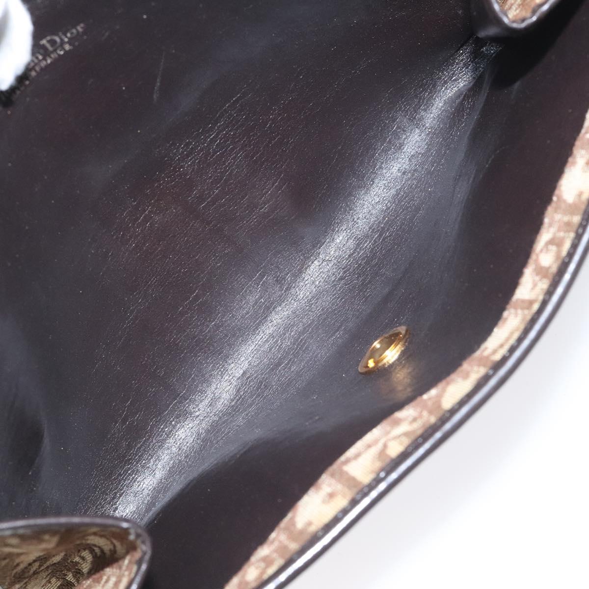Christian Dior Trotter Canvas Shoulder Bag Brown Auth 114998