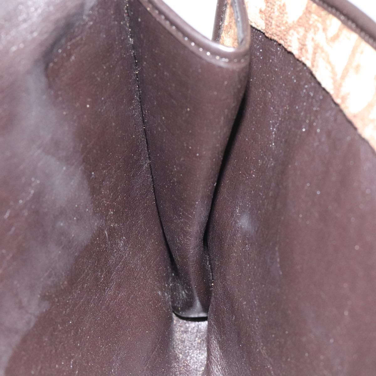 Christian Dior Trotter Canvas Shoulder Bag Brown Auth 114998