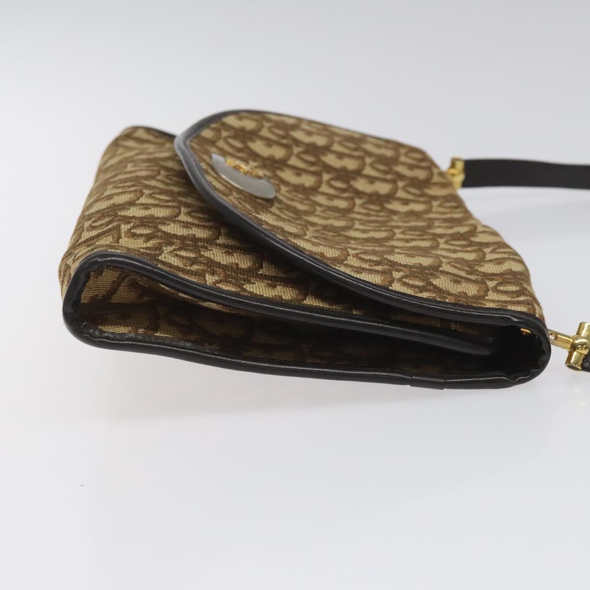 Christian Dior Trotter Canvas Shoulder Bag Brown Auth 114998