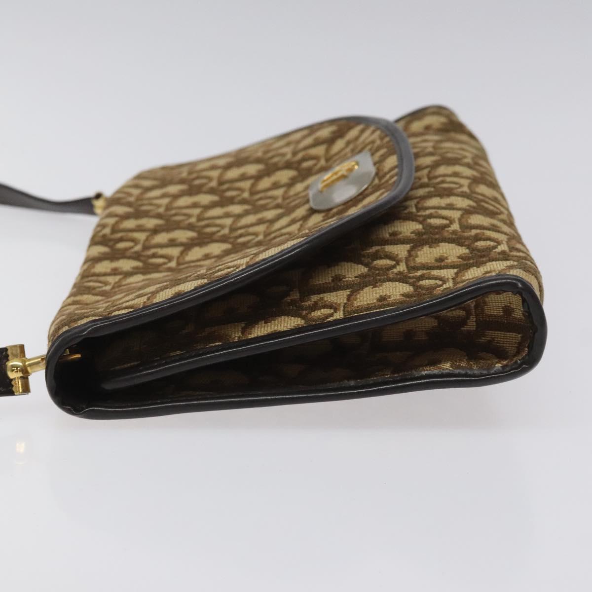 Christian Dior Trotter Canvas Shoulder Bag Brown Auth 114998