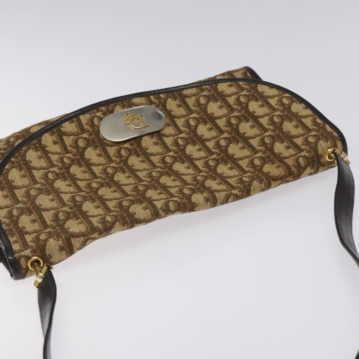 Christian Dior Trotter Canvas Shoulder Bag Brown Auth 114998