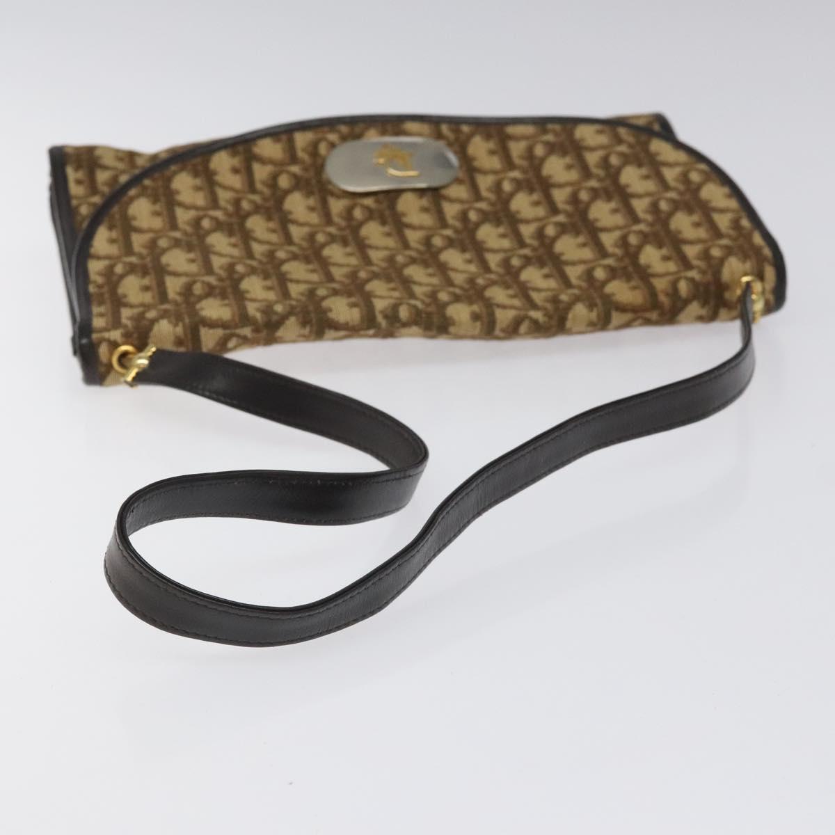 Christian Dior Trotter Canvas Shoulder Bag Brown Auth 114998