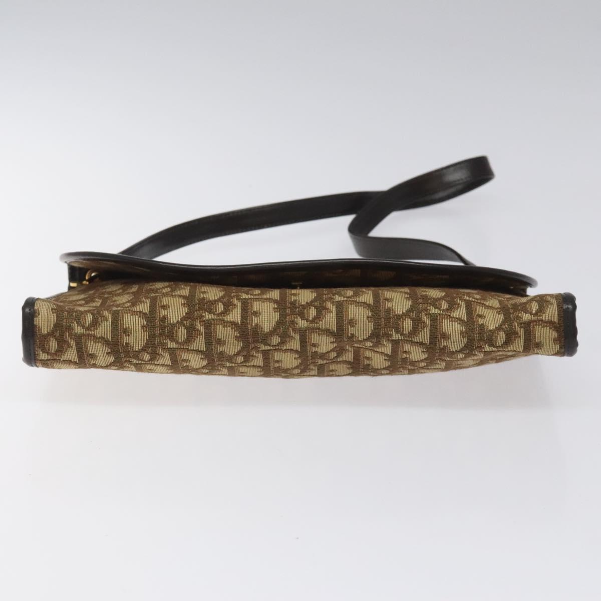 Christian Dior Trotter Canvas Shoulder Bag Brown Auth 114998