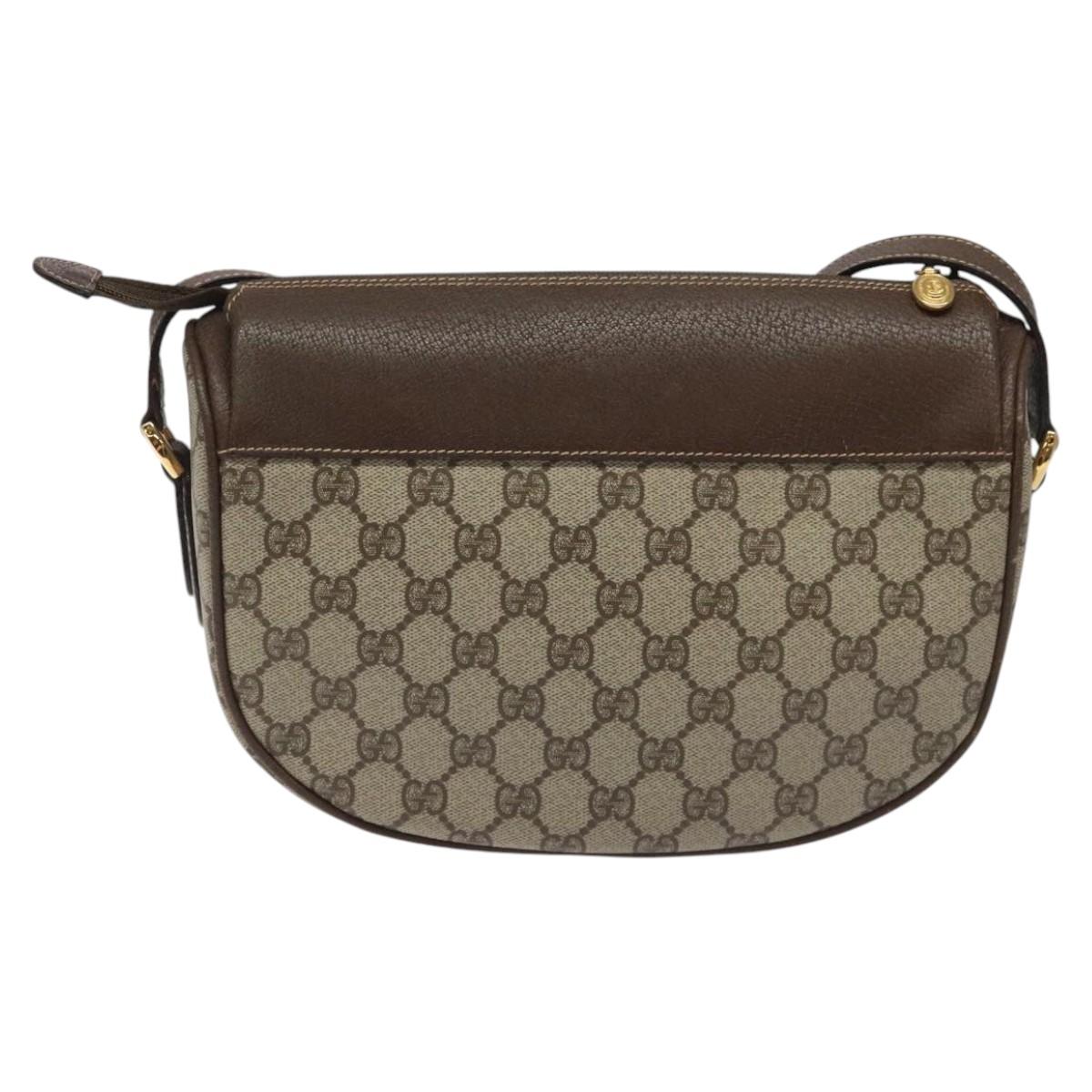 GUCCI GG Supreme Web Sherry Line Bag PVC Beige Gold 001 123 0918 Auth 115011