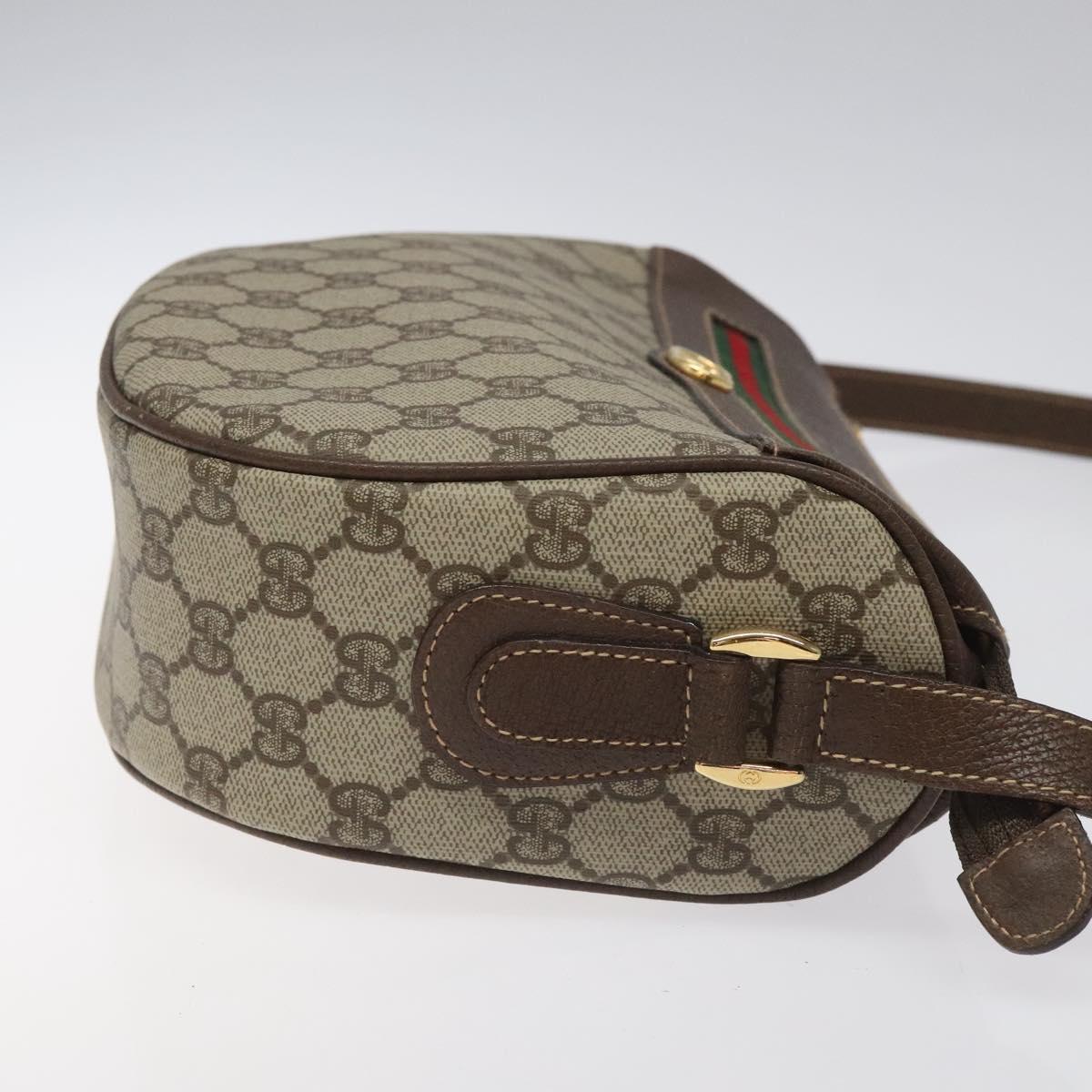 GUCCI GG Supreme Web Sherry Line Bag PVC Beige Gold 001 123 0918 Auth 115011