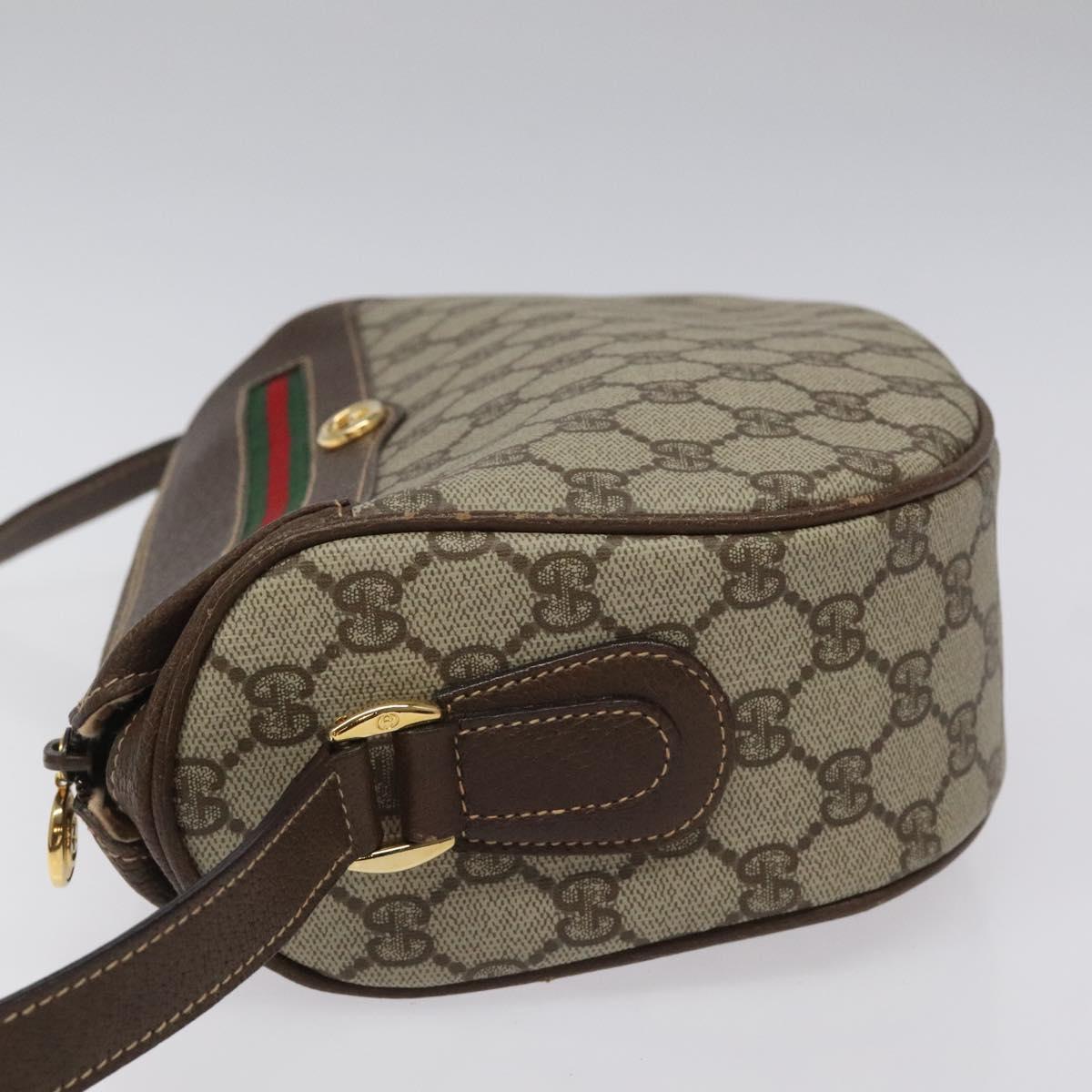 GUCCI GG Supreme Web Sherry Line Bag PVC Beige Gold 001 123 0918 Auth 115011