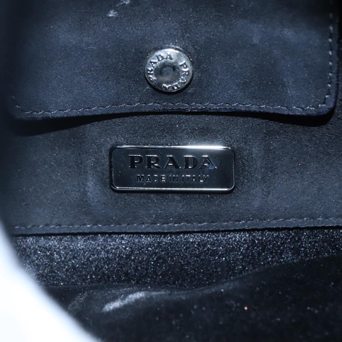 PRADA Hand Bag Nylon Black Silver Auth 115020