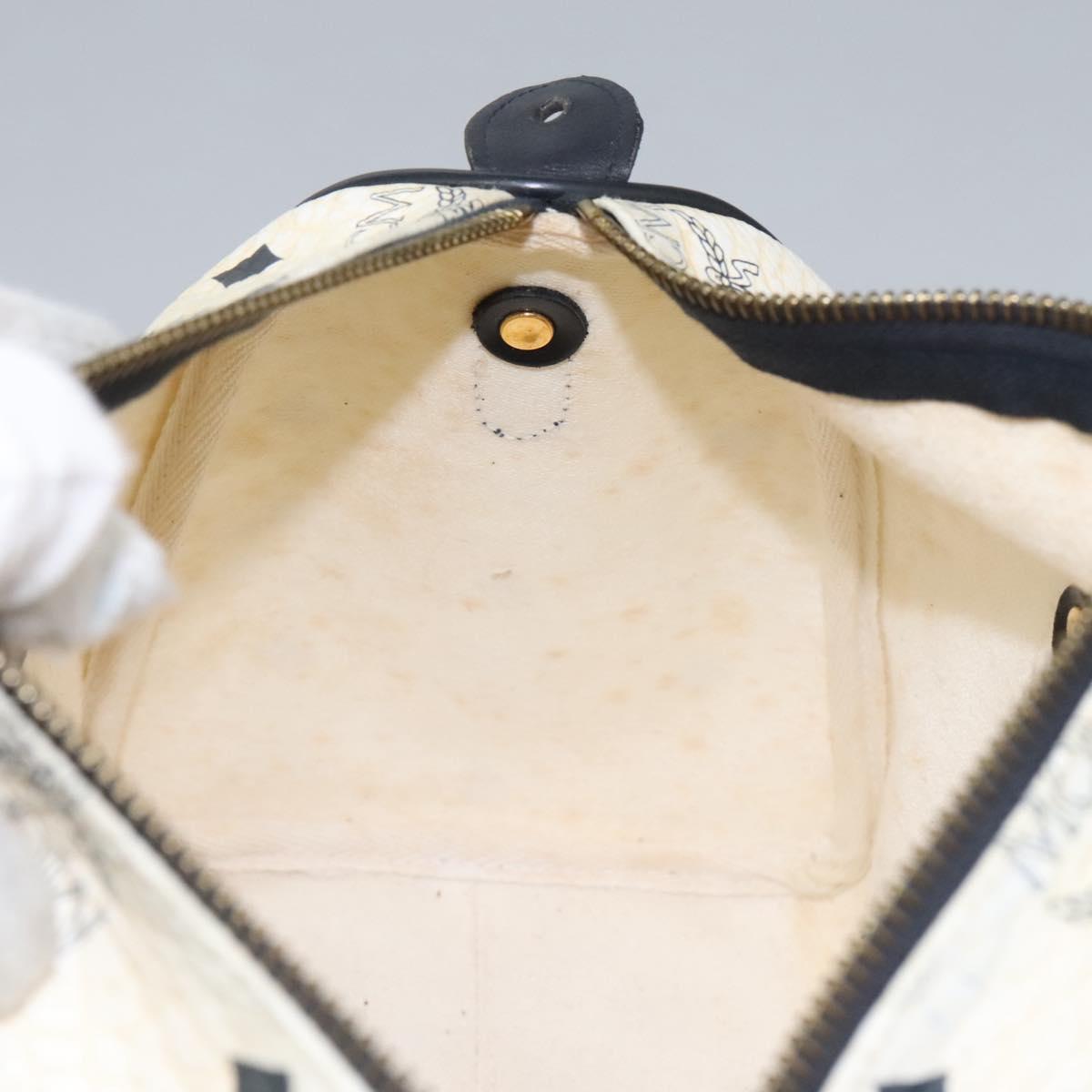 MCM Vicetos Logogram Hand Bag PVC Leather 2way White Gold Auth 115026