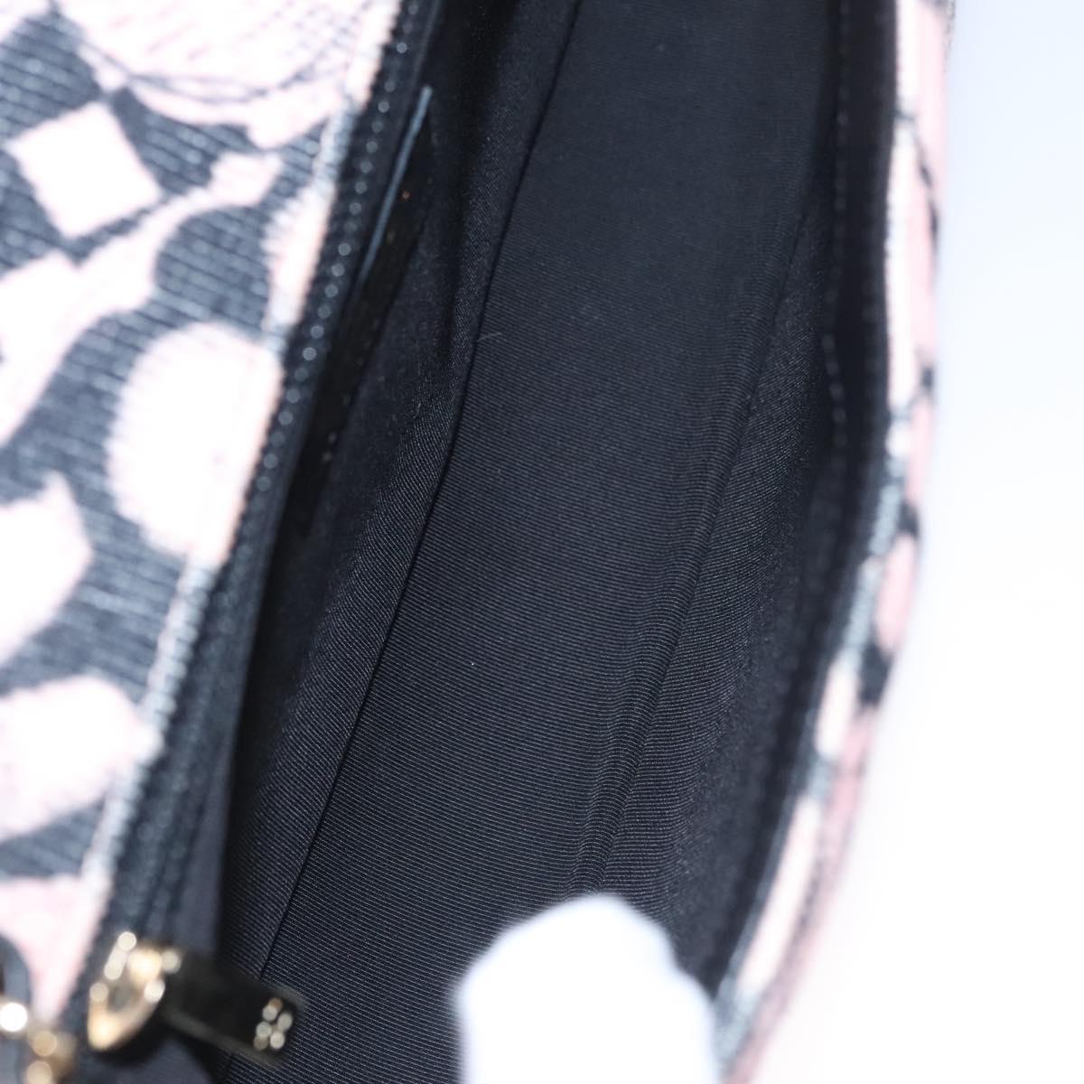 CHANEL Chain V Stitch Shoulder Bag Corduroy Pink Gold CC Auth 115032AM