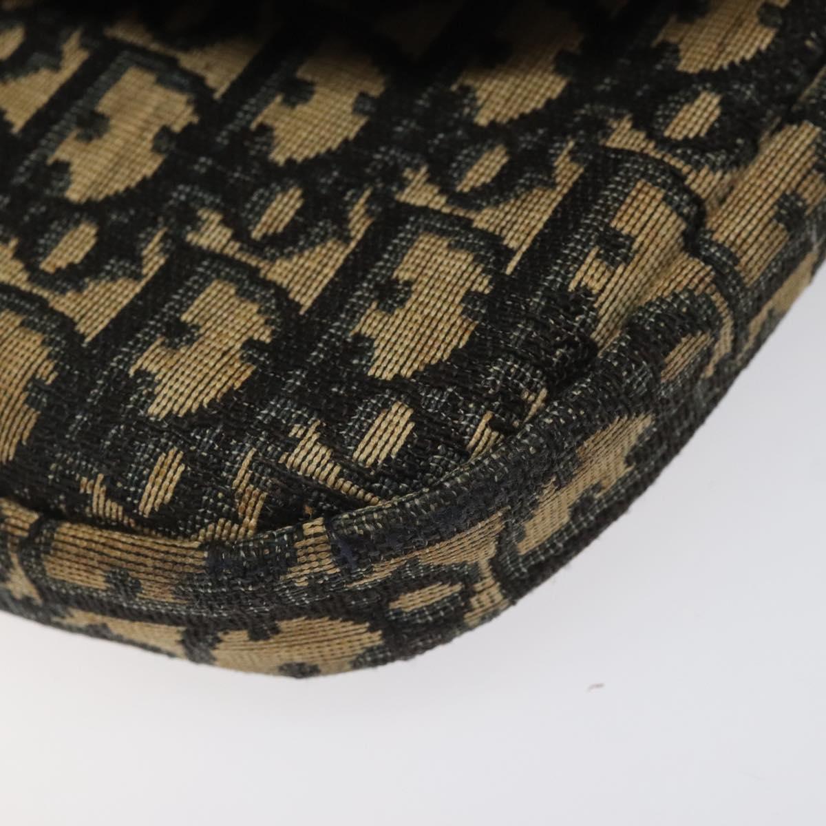 Christian Dior Trotter Canvas Shoulder Bag Navy Gold Auth 115041