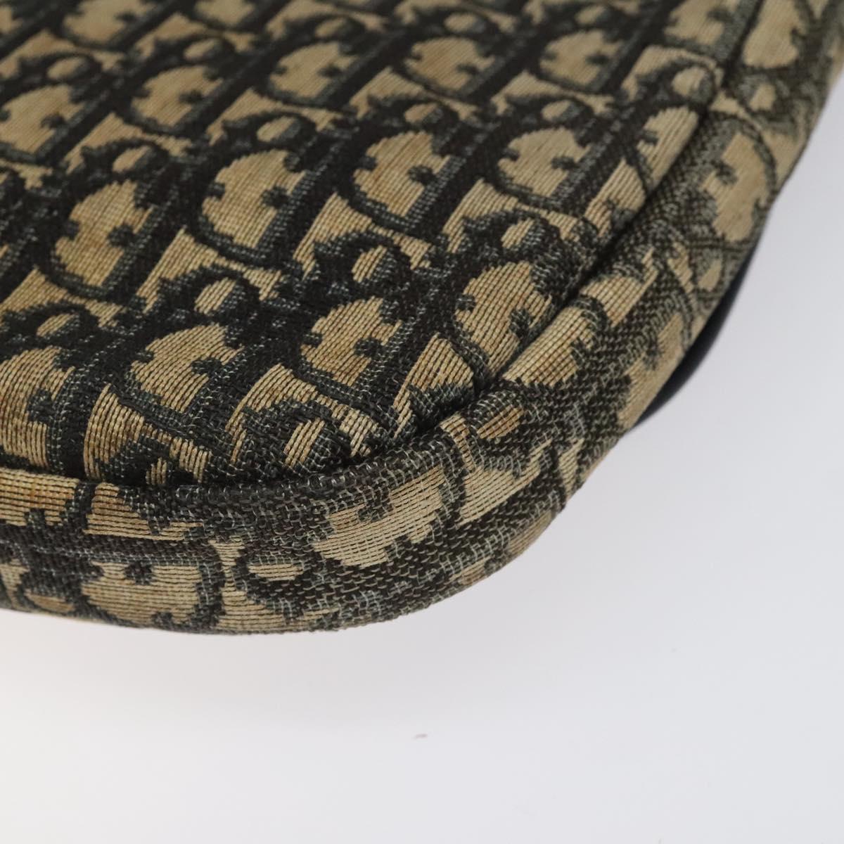 Christian Dior Trotter Canvas Shoulder Bag Navy Gold Auth 115041