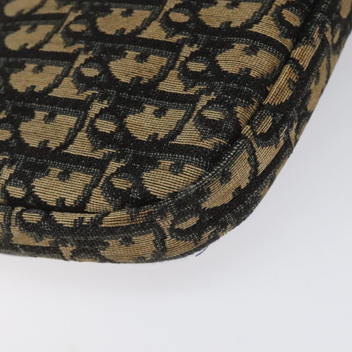 Christian Dior Trotter Canvas Shoulder Bag Navy Gold Auth 115041