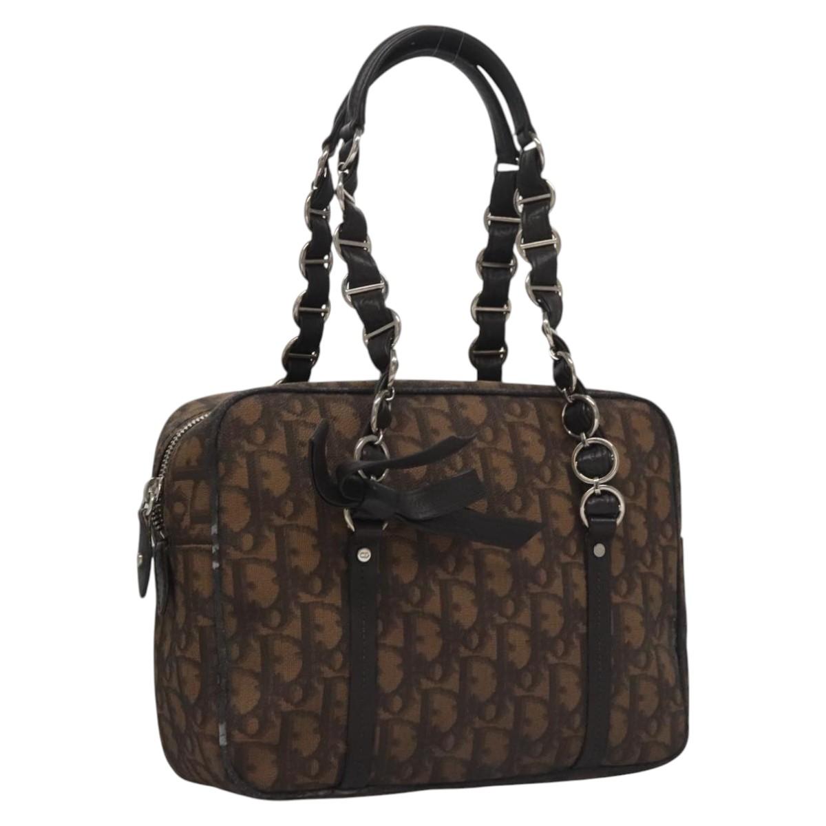 Christian Dior Romantic Trotter Canvas Shoulder Bag PVC Brown Auth 115054