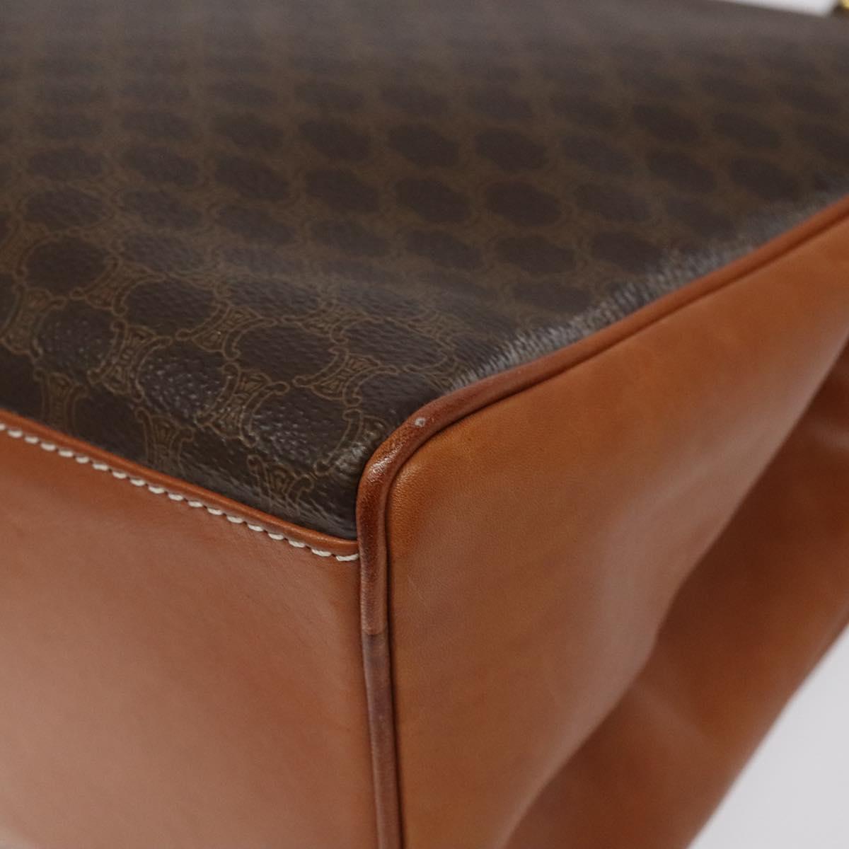 CELINE Macadam Canvas Hand Bag PVC Brown Gold Auth 115067