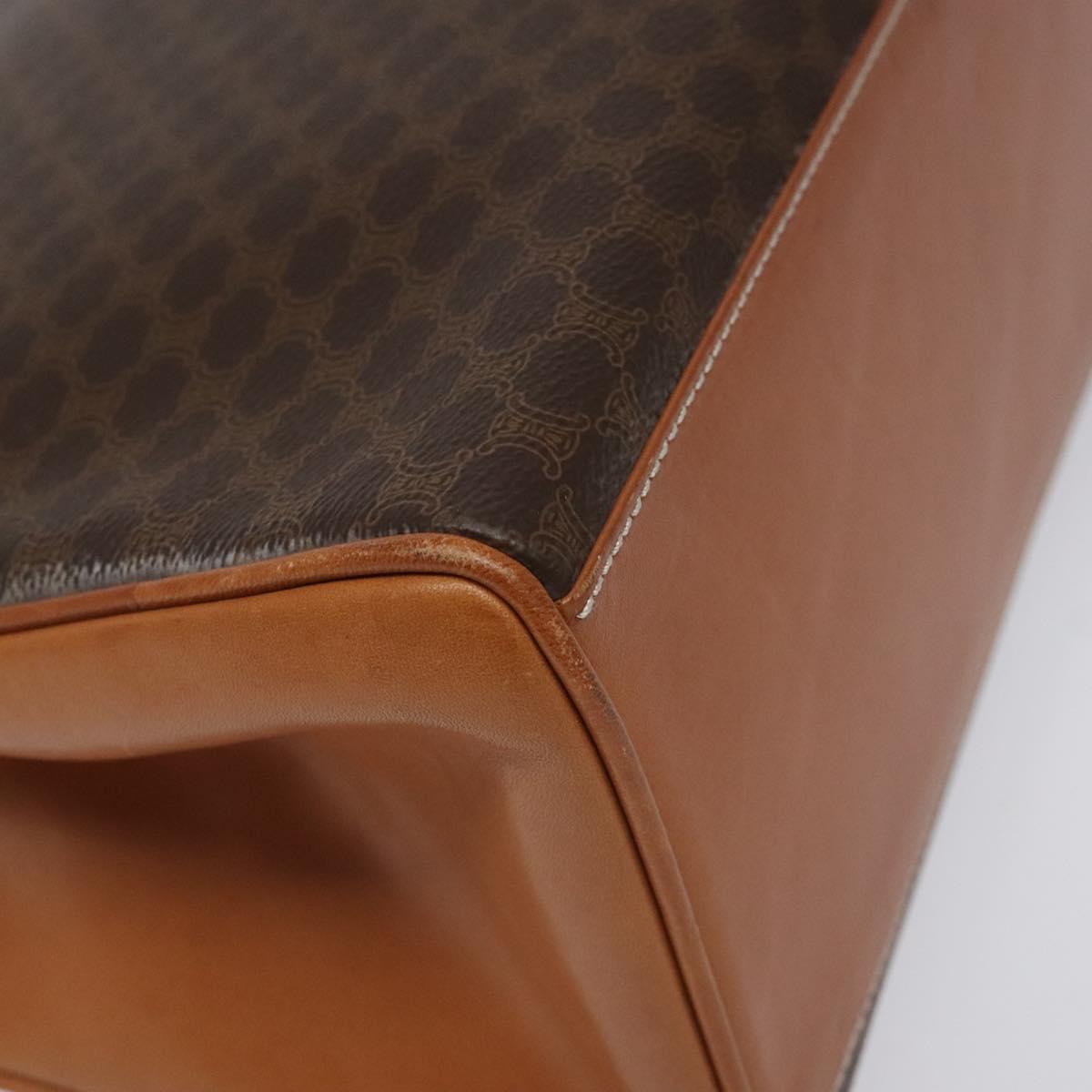 CELINE Macadam Canvas Hand Bag PVC Brown Gold Auth 115067