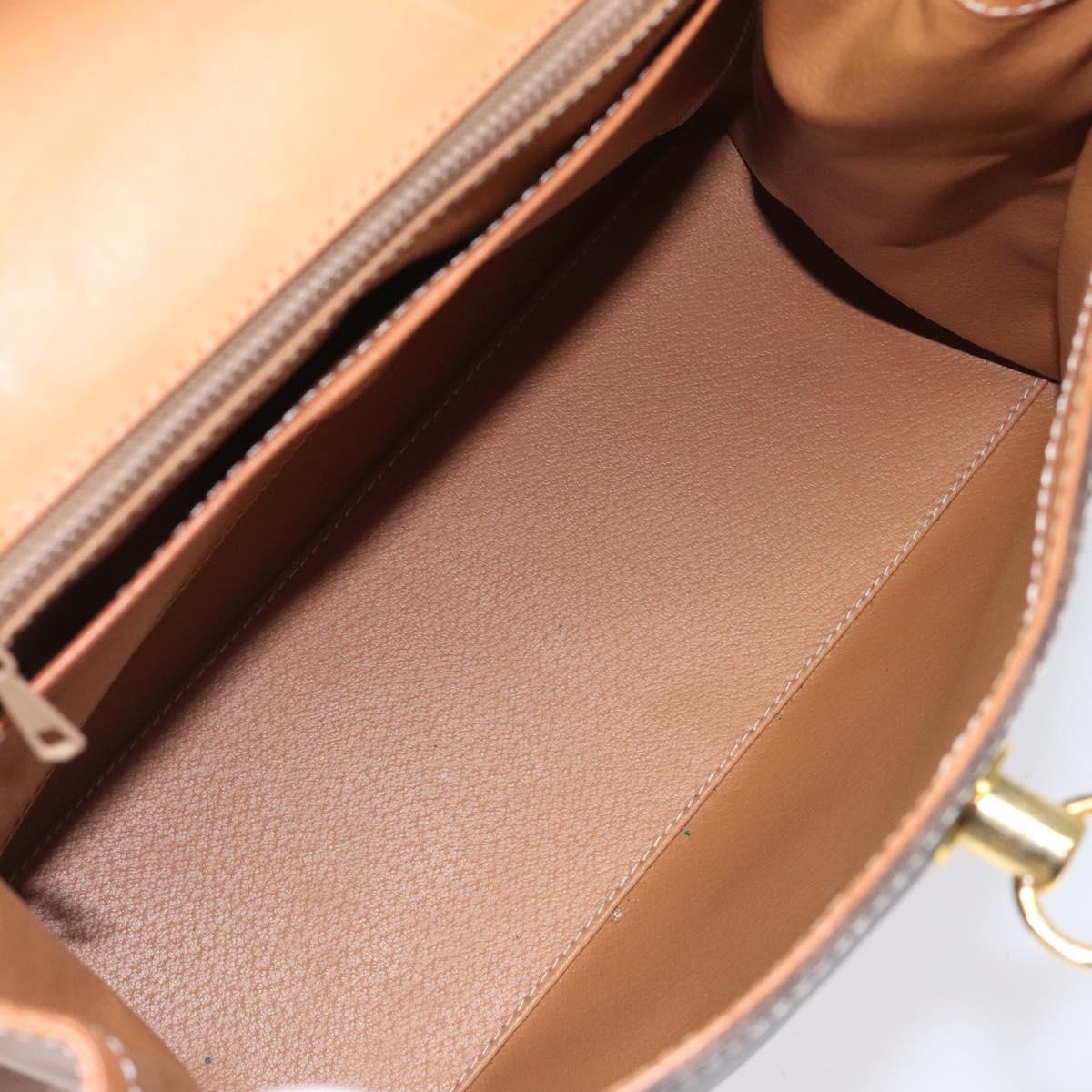 CELINE Macadam Canvas Hand Bag PVC Brown Gold Auth 115067