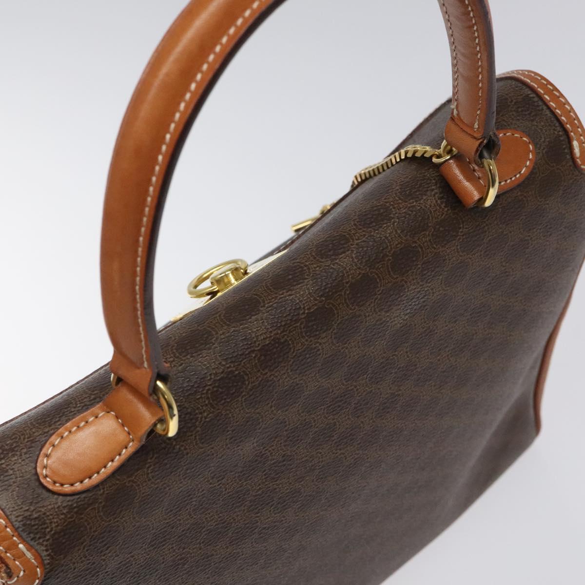 CELINE Macadam Canvas Hand Bag PVC Brown Gold Auth 115067