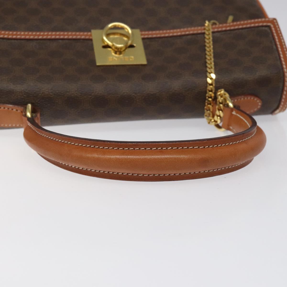 CELINE Macadam Canvas Hand Bag PVC Brown Gold Auth 115067