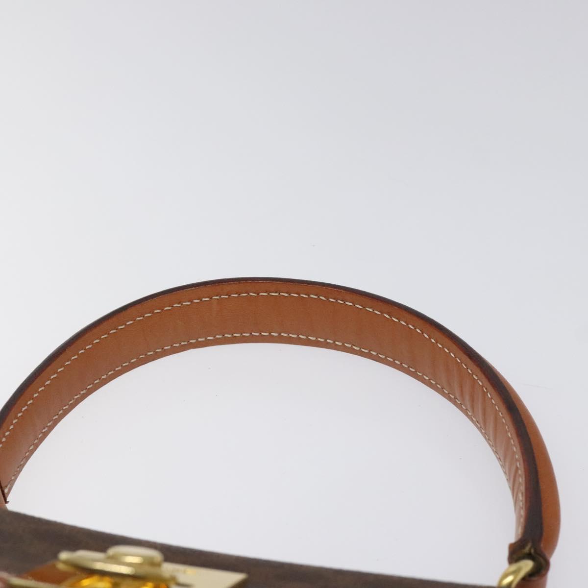 CELINE Macadam Canvas Hand Bag PVC Brown Gold Auth 115067