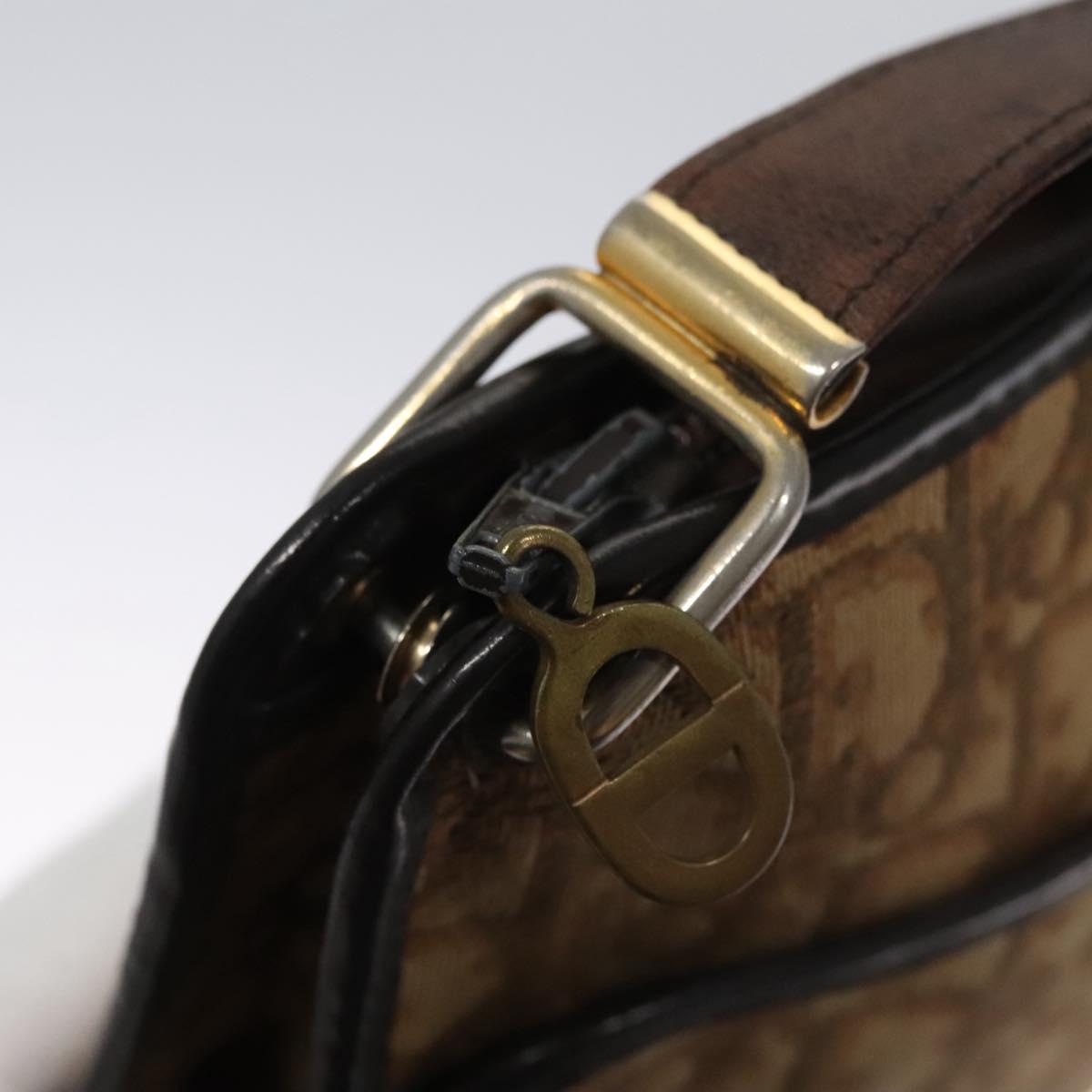 Christian Dior Trotter Canvas Shoulder Bag Brown Auth 115096