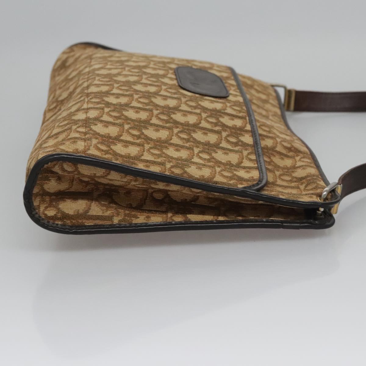 Christian Dior Trotter Canvas Shoulder Bag Brown Auth 115096
