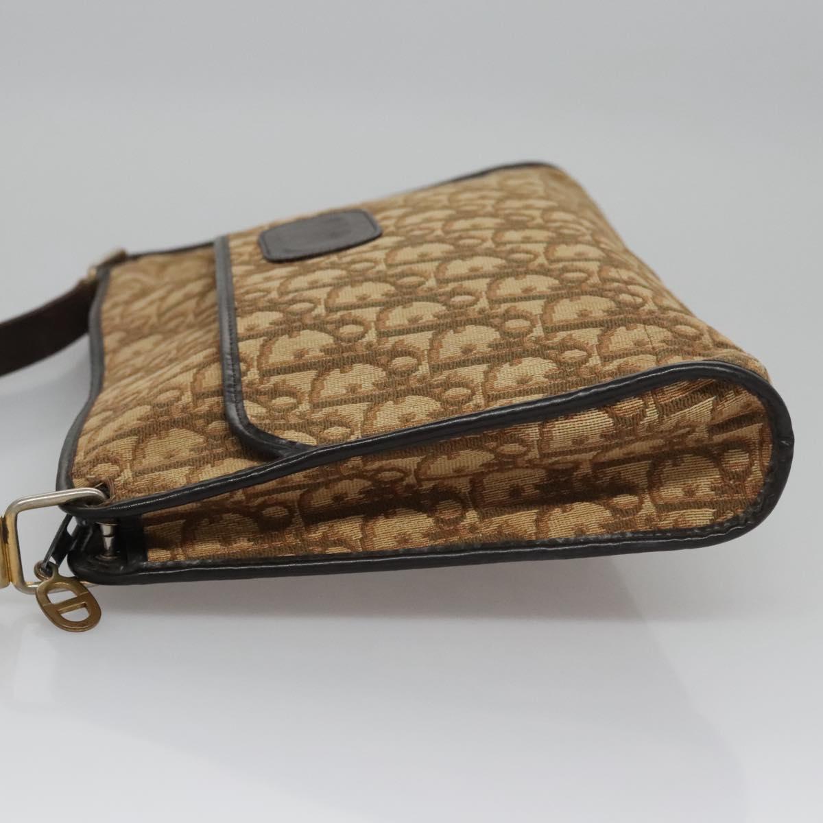 Christian Dior Trotter Canvas Shoulder Bag Brown Auth 115096
