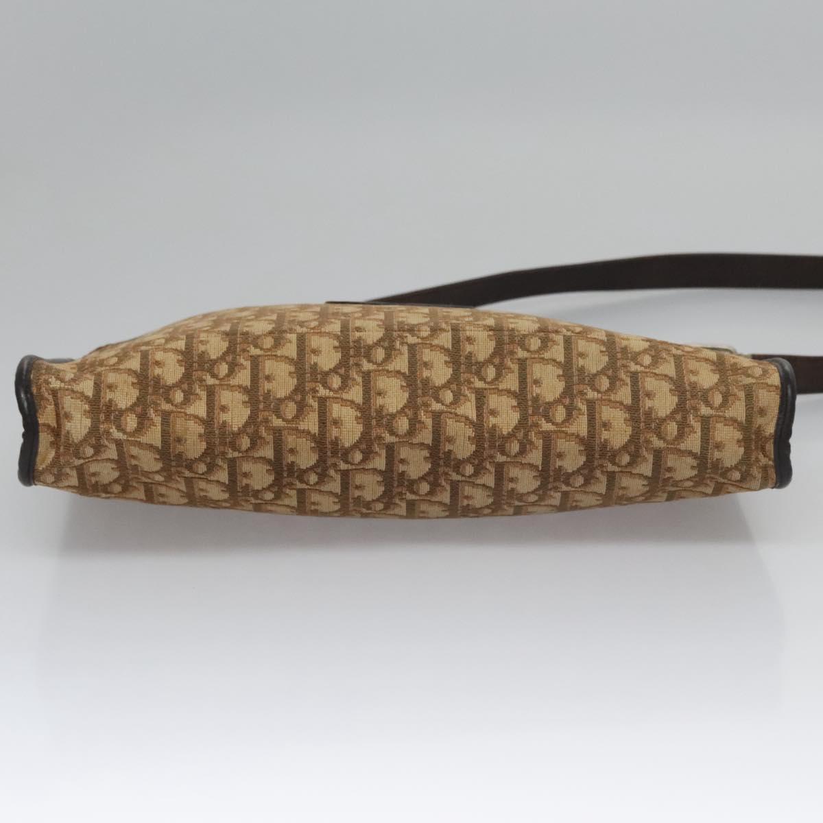 Christian Dior Trotter Canvas Shoulder Bag Brown Auth 115096