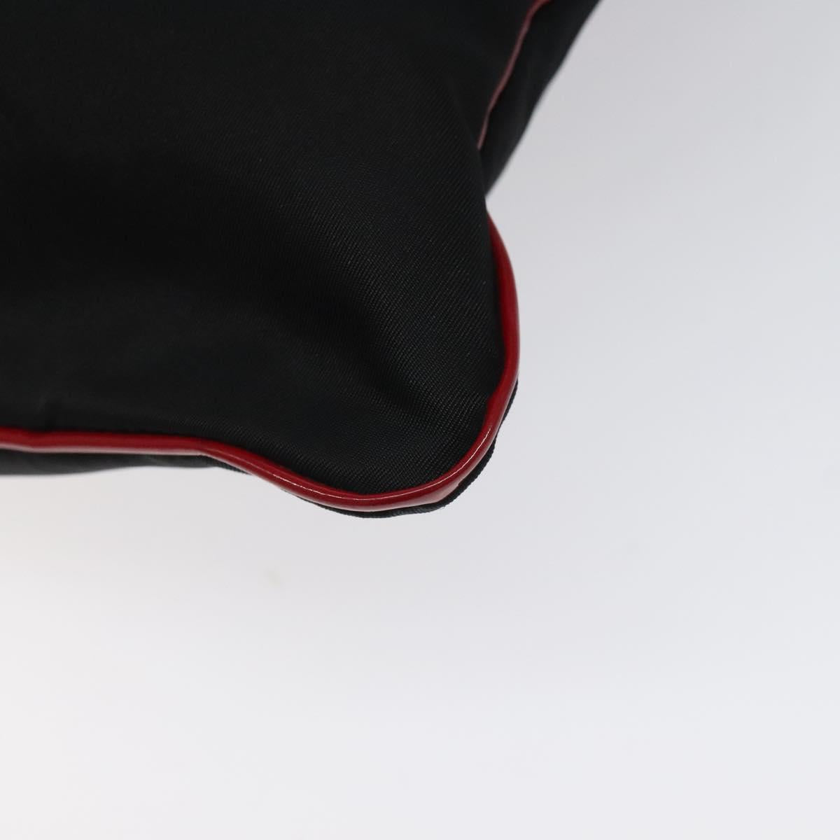 PRADA Hand Bag Nylon Black Silver Auth 115105